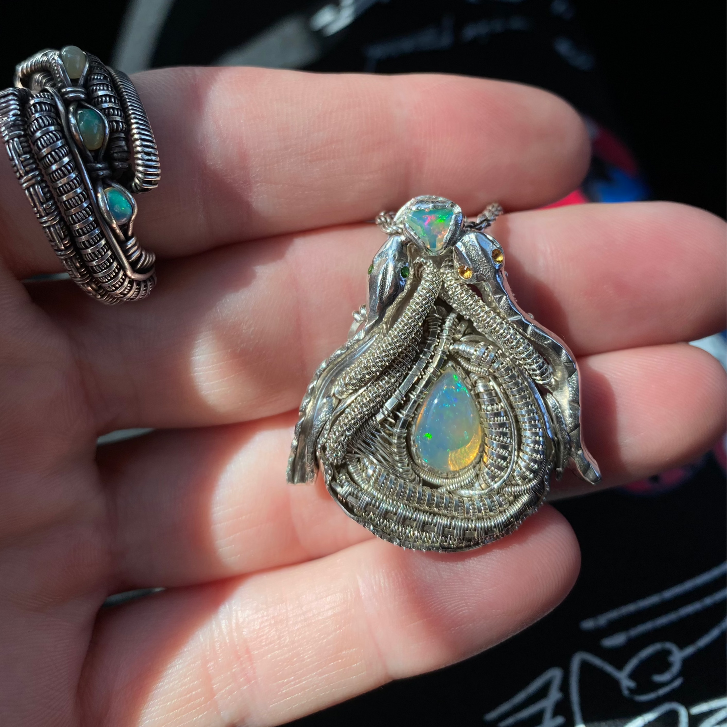 Snake Wire Wrapped Hybrid Pendant