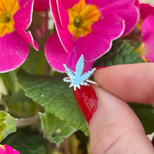 Sterling Silver Cannabis Ring