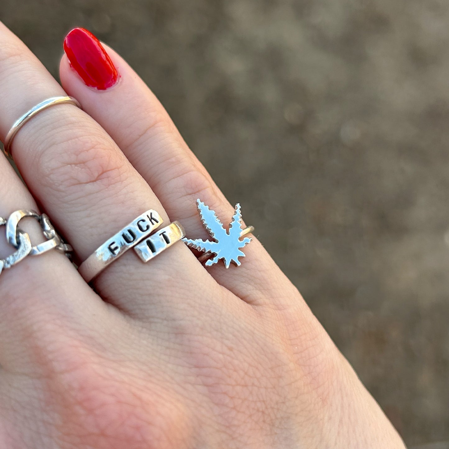 Sterling Silver Cannabis Ring